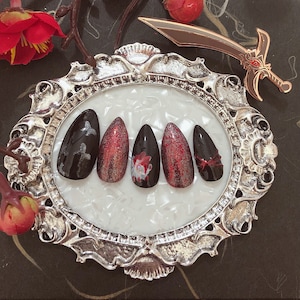 TGCF Hua Cheng inspired press on nails | Custom made | Heaven official&#39;s blessing | MXTX | Danmei | fake nails | anime nails