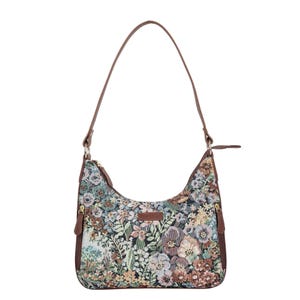 Sishka Botanical HandCrafted Tapestry Leather Hobo Bag –Elegant Ladies Shoulder & Satchel Purse, Ideal for Office, Business Travel and Daily
