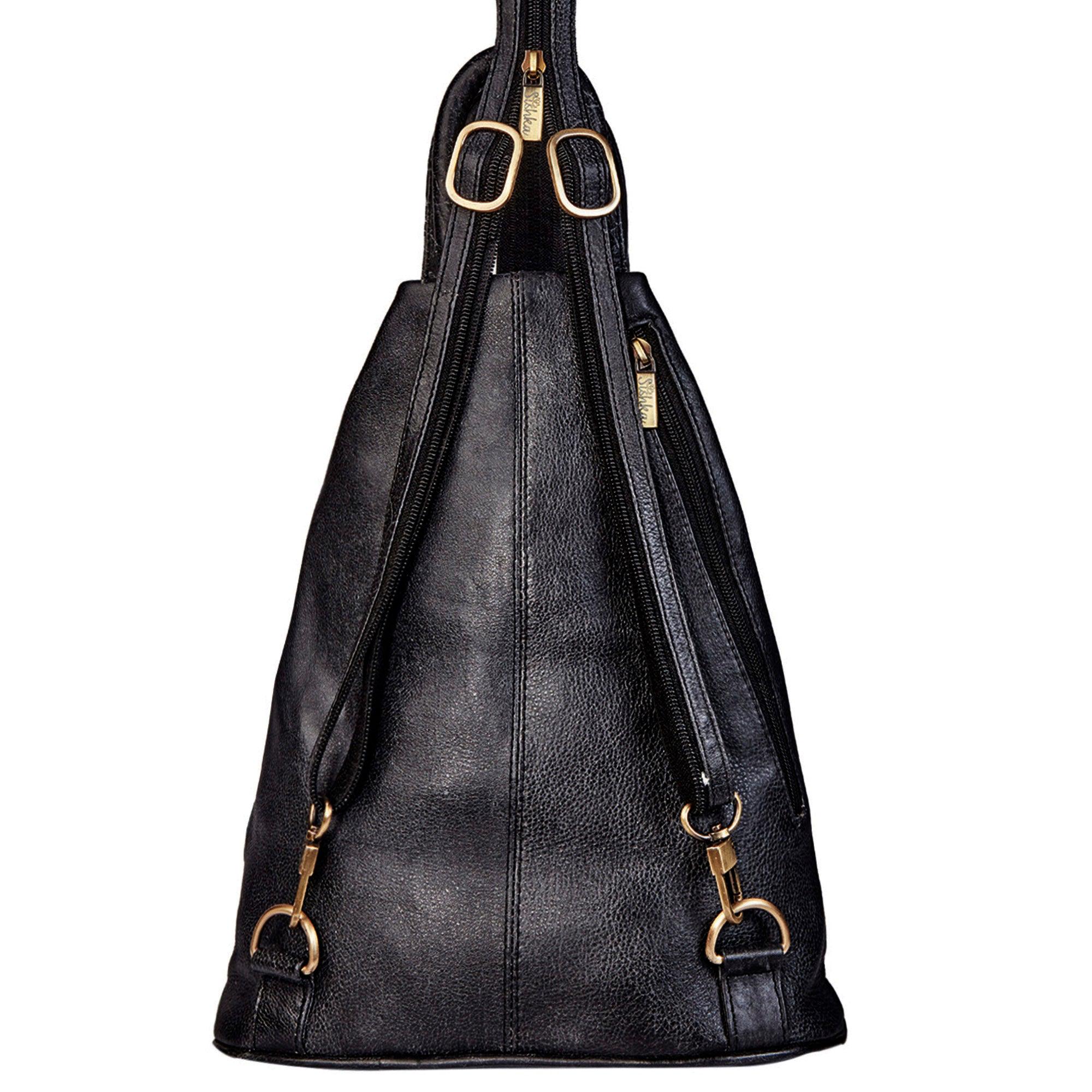 Hand-painted Leather Triangle Backpack: Convertible Strap  display picture 3