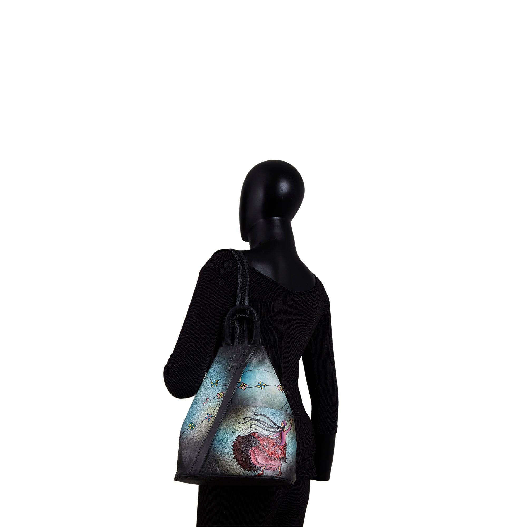 Genuine Leather Hand Painted Backpack Convertible Daypack Rucksack Convertible Leather Backpack – Hand-Painted Forest Artwork  main image 2