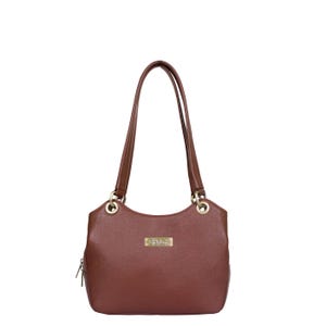 Sishka Brown Women’s Genuine Leather Satchel Bag, Top Handle Tote Purse, Designer Shoulder Handbag, Stylish Leather Ladies Bags, Elegant