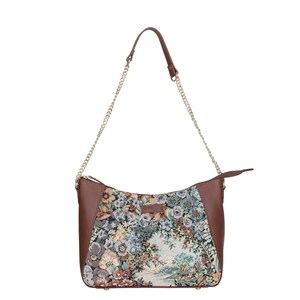 Sishka Botanical Women’s Hand Crafted Tapestry Leather Hobo Bag – Shoulder & Satchel Purse with Chain Strap, Perfect for Work, Travel