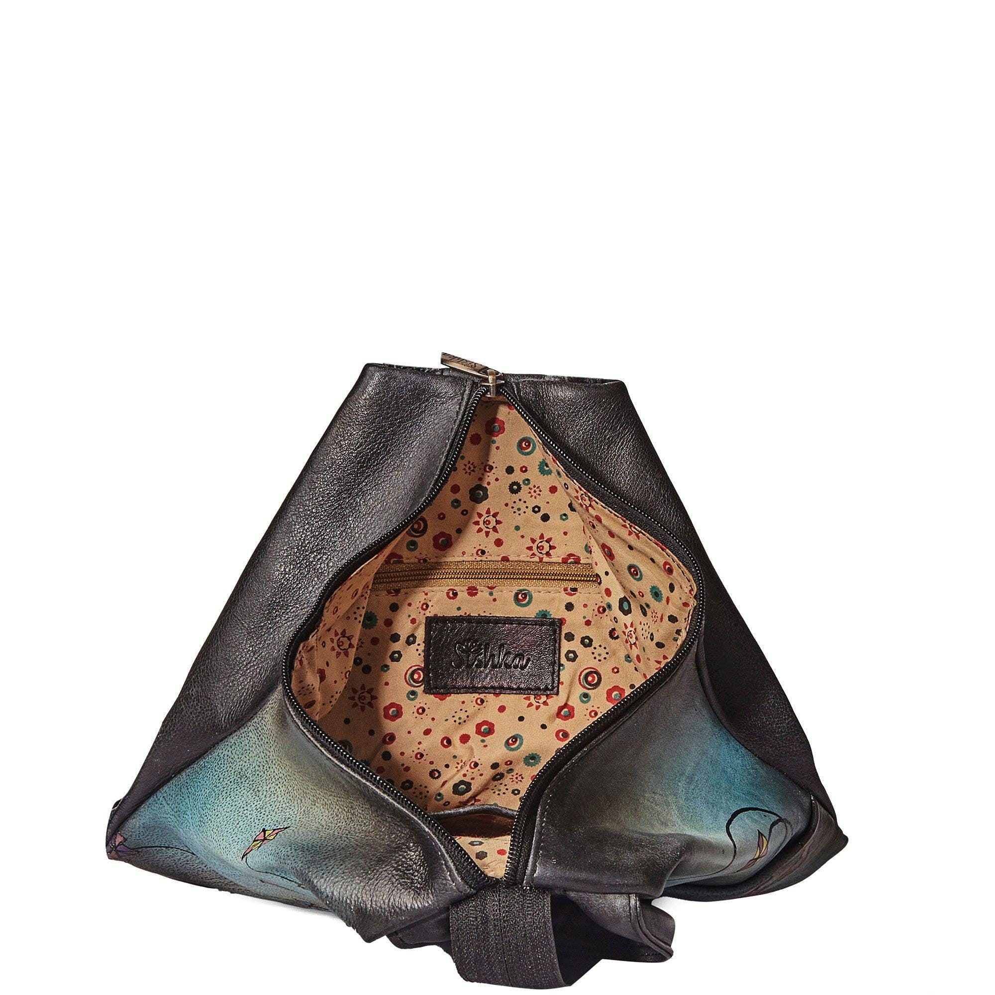 Genuine Leather Hand Painted Backpack Convertible Daypack Rucksack Convertible Leather Backpack – Hand-Painted Forest Artwork  main image 4