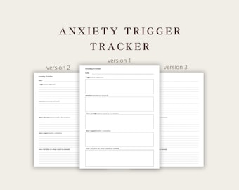 Dispositif de suivi des déclencheurs d'anxiété, Modèle imprimable, Dispositif de suivi de l'anxiété, Feuille de travail sur l'anxiété, Santé mentale, TCC, Thérapie, Dispositif de suivi de l'anxiété sociale