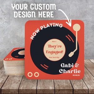Dessous de verre carrés en papier personnalisés | Soumettez votre design, oeuvre d'art personnalisée | Evénements d'entreprise, mariages, anniversaires, fêtes, locations de vacances