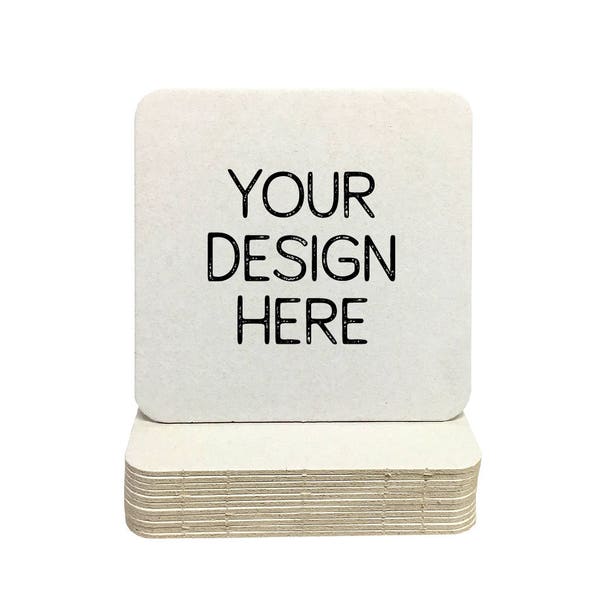 Custom Design Square Paper Coasters | Submit Your Logo, Custom Artwork | Corporate Events, Weddings, Birthdays, Parties, Holidays, Rentals