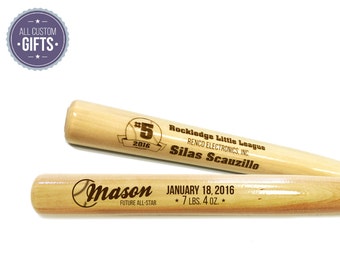 Personalized Mini 18" Wood Baseball Bats - Perfect for Awards, Coaches, Sponsors, Father's Day Gift, or as a Trophy!