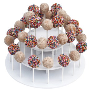 3 Tier Round Cake Pop Stand-Reusable and Adjustable - Holds up to 40 sticks - Perfect for Weddings, Birthdays, Holidays or any Event