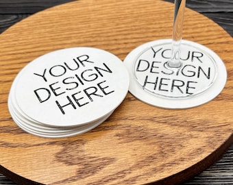Custom Paper Coasters | Personalized Coasters for Weddings, Corporate Events, Birthdays, Anniversaries & Parties | Easily Upload Your Design