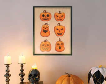 Retro Pumpkin Patch Physical Print | Original Halloween Poster | Vintage Throwback Holiday Wall Art | Jack-o'-lantern Home Decor