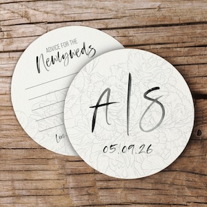 Personalized Wedding Coasters | Optional Backside Advice for the Newlyweds | Floral Coasters | Custom Wedding Decor | Wedding Favors in Bulk