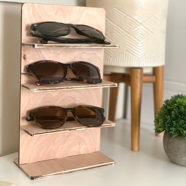 Birch Wood Sunglasses Stand, Glasses Organizer, Eyeglass Storage