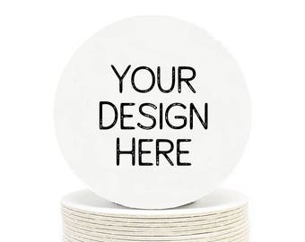 Custom Design Heavyweight 4" Round Paper Coasters - Personalized coasters for the Office, Weddings, Engagement Party, Showers, and more