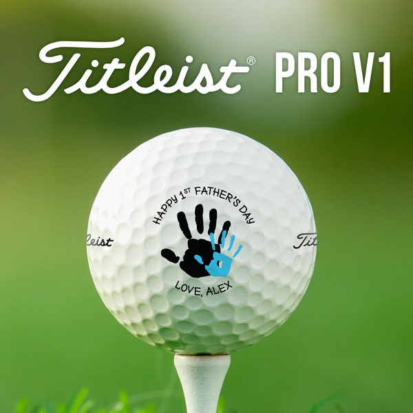 Personalized 1st Father's Day Golf Balls | Titleist Pro V1 | Custom Name & Color | Great Father's Day Gift for New Dad from Baby