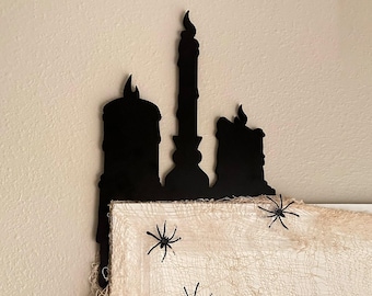 Melting Wax Candle Door Frame Topper | Halloween Door Corner Decoration | Spooky Haunted House Decor | Original Artwork | Gothic Home Design