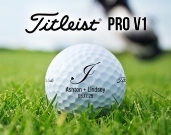 Personalized Wedding Golf Balls | Titleist Pro V1 | Monogram Gift | Custom Names + Heart Initial | Anniversary Gift | Valentine's Day Gift
