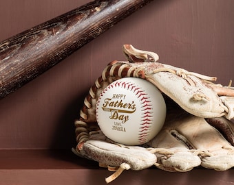 Custom Engraved Father's Day Baseball | Personalized Gift for Dad | Baseball Coach Gift | Sports Dad Keepsake | Happy Father's Day Gift