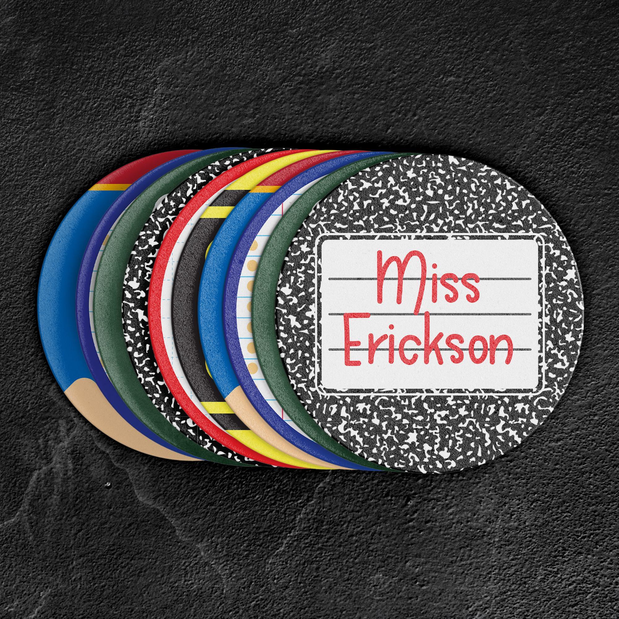 Personalized Teacher Coasters | Custom Name Classroom Gift Set (6 ...