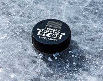 Personalized "I Scored" Father's Day Hockey Puck | Perfect for Dad | Hockey Gift | Christmas Sport Gift | Hockey Player Gift | Best Dad Ever
