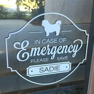 In Case of Emergency Pet Safety Vinyl Stickers | Set of 2 | Variety of Dog & Cat Silhouette Designs Available | Window or Front Door Decal