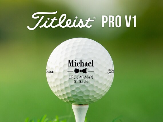 Personalized Custom Name Golf Balls | Titleist Pro V1 | Wedding Bow Tie Design | Gift for Groomsman, Father of the Bride, Wedding Party