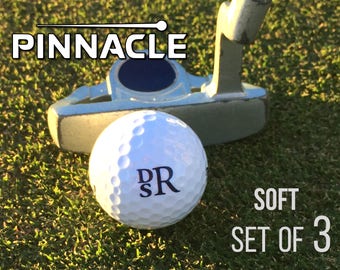 Personalized Golf Balls, Pinnacle Soft, Set of 3 Monogrammed Golf Balls, Gift for Dad - Father&#39;s Day Gift - Gift for Golfer