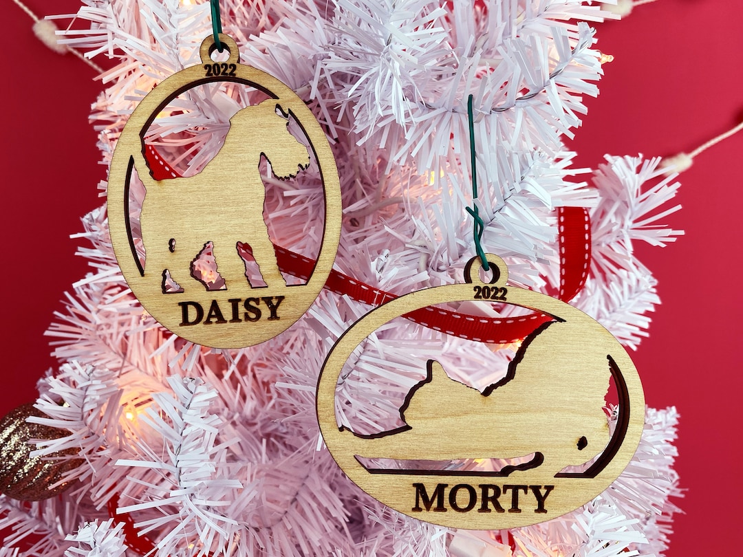 Personalized Christmas Pet Ornament | Dog or Cat Silhouette Design ...