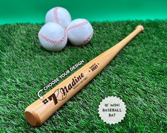 Personalized Mini Baseball Bat, 18" Custom Engraved Mini Bat, Baseball Team Trophy, Coach Gift, Photo Prop