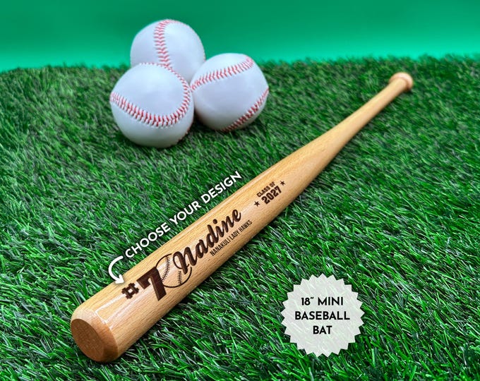 Personalized Mini Baseball Bat, 18" Custom Engraved Mini Bat, Baseball Team Trophy, Coach Gift, Photo Prop