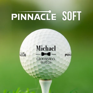 Personalized Custom Name Golf Balls | Pinnacle Soft | Wedding Bow Tie Design | Gift for Groomsman, Father of the Bride, Wedding Party