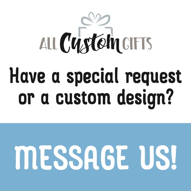 The image is a sign for a gift shop that encourages customers to make special requests or custom designs for their gifts.