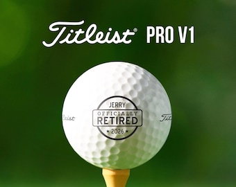 Offiziell im Ruhestand befindliche, personalisierbare Golfbälle | Geschenk für Ruheständler | Titleist Pro V1 | Abschiedsfeier | Geschenk für Golfer im Ruhestand | Geschenk für Kollegen