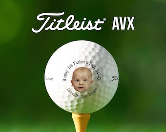 Personalized Baby Photo Golf Balls | First Father's Day Gift | Titleist AVX | New Dad Golf Gift | Customizable Text & Image | New Baby Gift