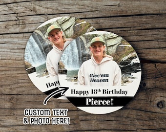 Personalized Birthday Coasters | Upload Your Photo | Custom Photo & Text | Photo Coaster | Funny Coasters | Party Favor | Milestone Birthday