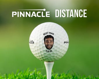 Wedding Party Golf Balls | Pinnacle Distance | Gift for Groomsman, Best Man, Father of the Bride | Photo & Date Design | Custom Golf Gift