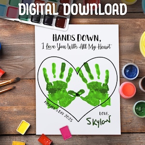 Prezent na Dzień Matki DIY | Rzemiosło z odciskiem dłoni | Pobieranie cyfrowe | Bez dwóch zdań! Kocham Cię z całego serca | Prezent dla mamy | Rzemiosło z malowaniem DIY