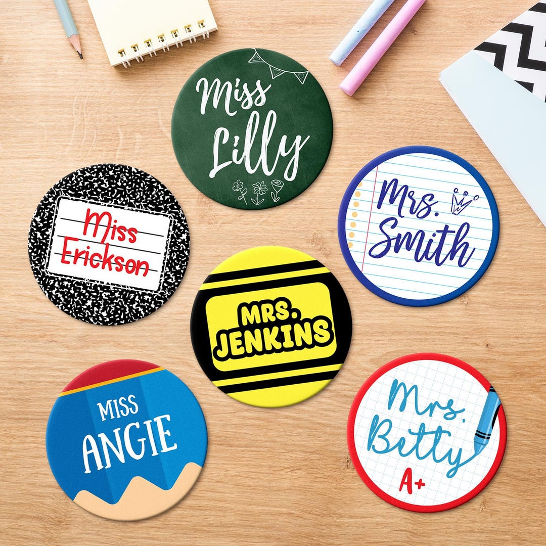 Personalized Teacher Coasters | Custom Name Classroom Gift Set (6 ...