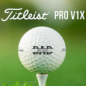 Personalized Established Dad Custom Year Golf Balls | Titleist Pro V1x | Great Gift for Dad, Father&#39;s Day, Birthday, Christmas, New Dad