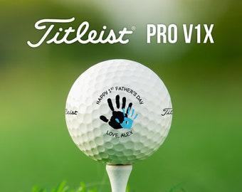 Personalized 1st Father's Day Golf Balls | Titleist Pro V1x | Custom Name & Color | Great Father's Day Gift for New Dad from Baby