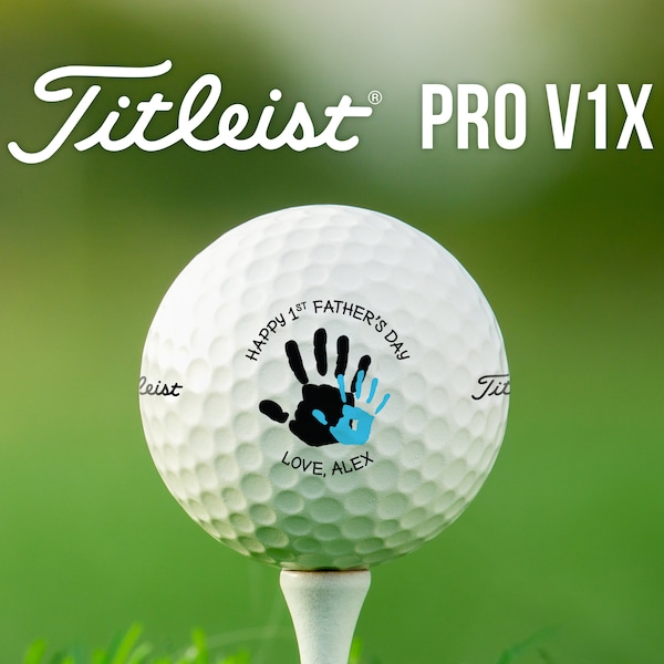 Personalized 1st Father's Day Golf Balls | Titleist Pro V1x | Custom Name & Color | Great Father's Day Gift for New Dad from Baby