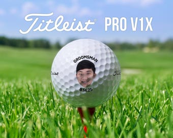 Wedding Party Golf Balls | Titleist Pro V1x | Gift for Groomsman, Best Man, Father of the Bride | Photo & Date Design | Custom Golf Gift