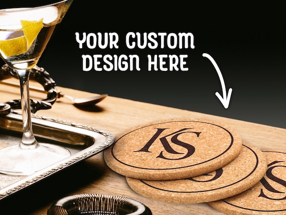Custom Design Cork Coasters | Personalize with Your Design or Artwork | Perfect for Corporate Gifts, Home Bars, Weddings or Small Businesses
