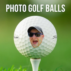 Balles de golf avec photo personnalisée | Cadeau de golf amusant | Utilisez votre propre photo | Cadeau de Noël | Cadeau de retraite ou d'anniversaire pour golfeur | Voyage de golf
