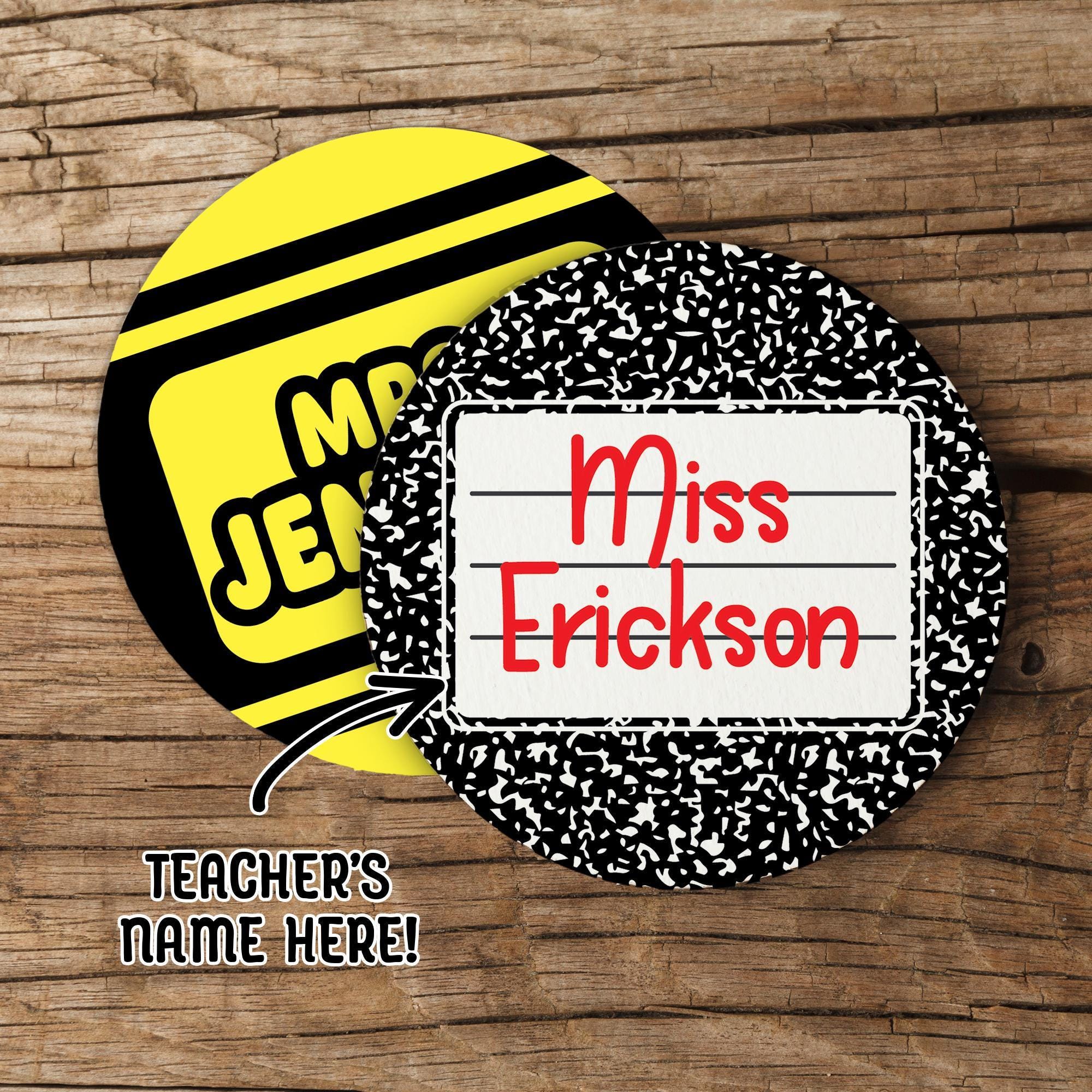 Personalized Teacher Coasters | Custom Name Classroom Gift Set (6 ...