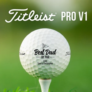 Personalized Best Dad By Par Custom Name Golf Balls | Titleist Pro V1 | Great Gift for Dad, Father's Day, Birthday, Christmas