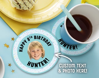 Custom Birthday Coasters | Upload Your Photo | Custom Text | Funny Coasters | Kids Birthday Decor | Customized Coasters | Milestone Birthday