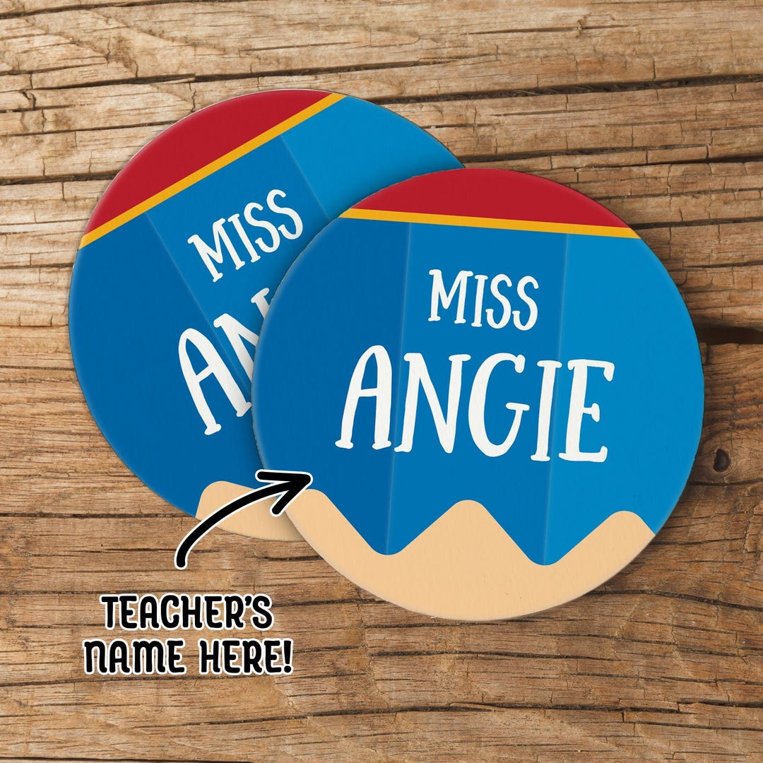 Personalized Teacher Coasters | Pencil Design | Custom Name Classroom ...