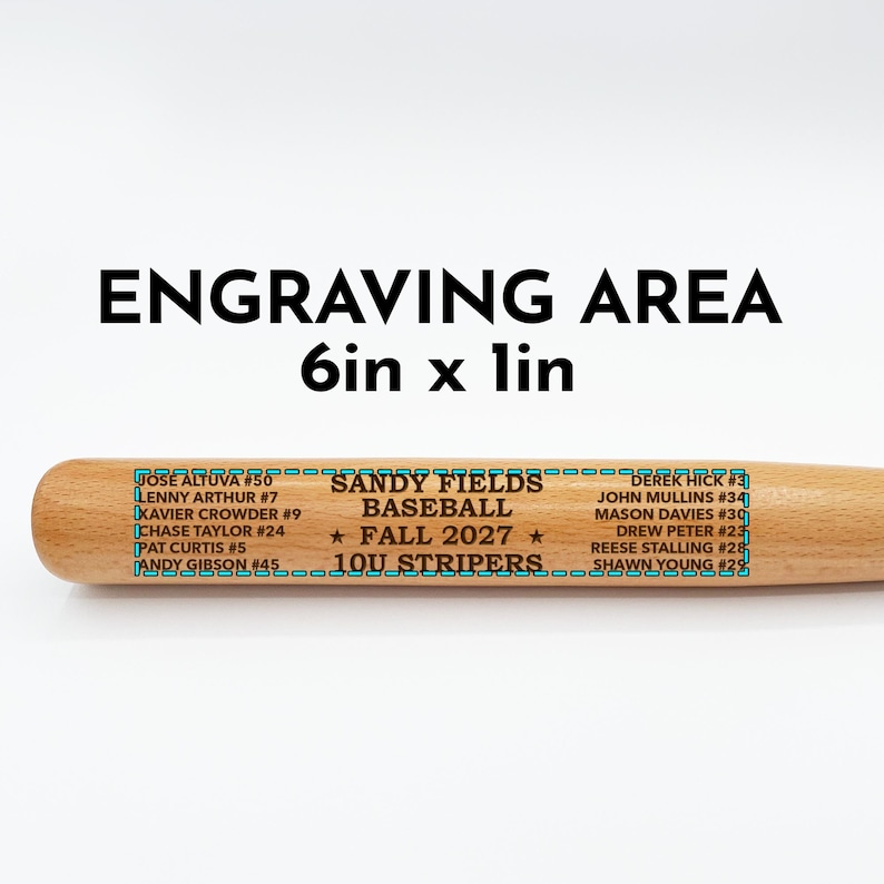 Personalized Engraved Mini Baseball Bat, Custom Team Logo Roster Gift ...