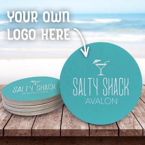 Custom Logo Round Paper Coasters | Heavyweight, Unique Coasters | Personalized coasters for the Office, Business Events, Parties, and more