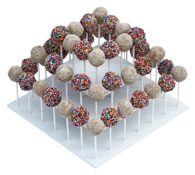 3 Tier Square Cake Pop Stand-Reusable and Adjustable - Holds up to 50 sticks - Perfect for Weddings, Birthdays, Holidays or any Event